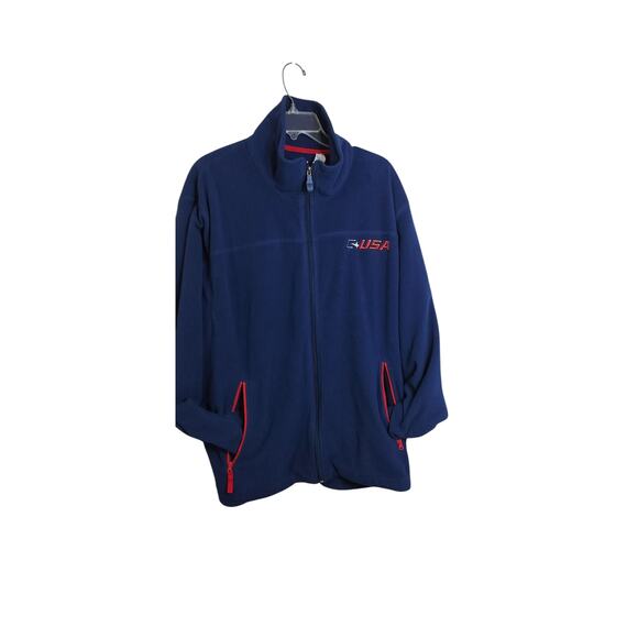 M758)Vtg Aeropostale Athletic Brand Varsity League Champ USA Fully Zip Fleece XL - Picture 2 of 7